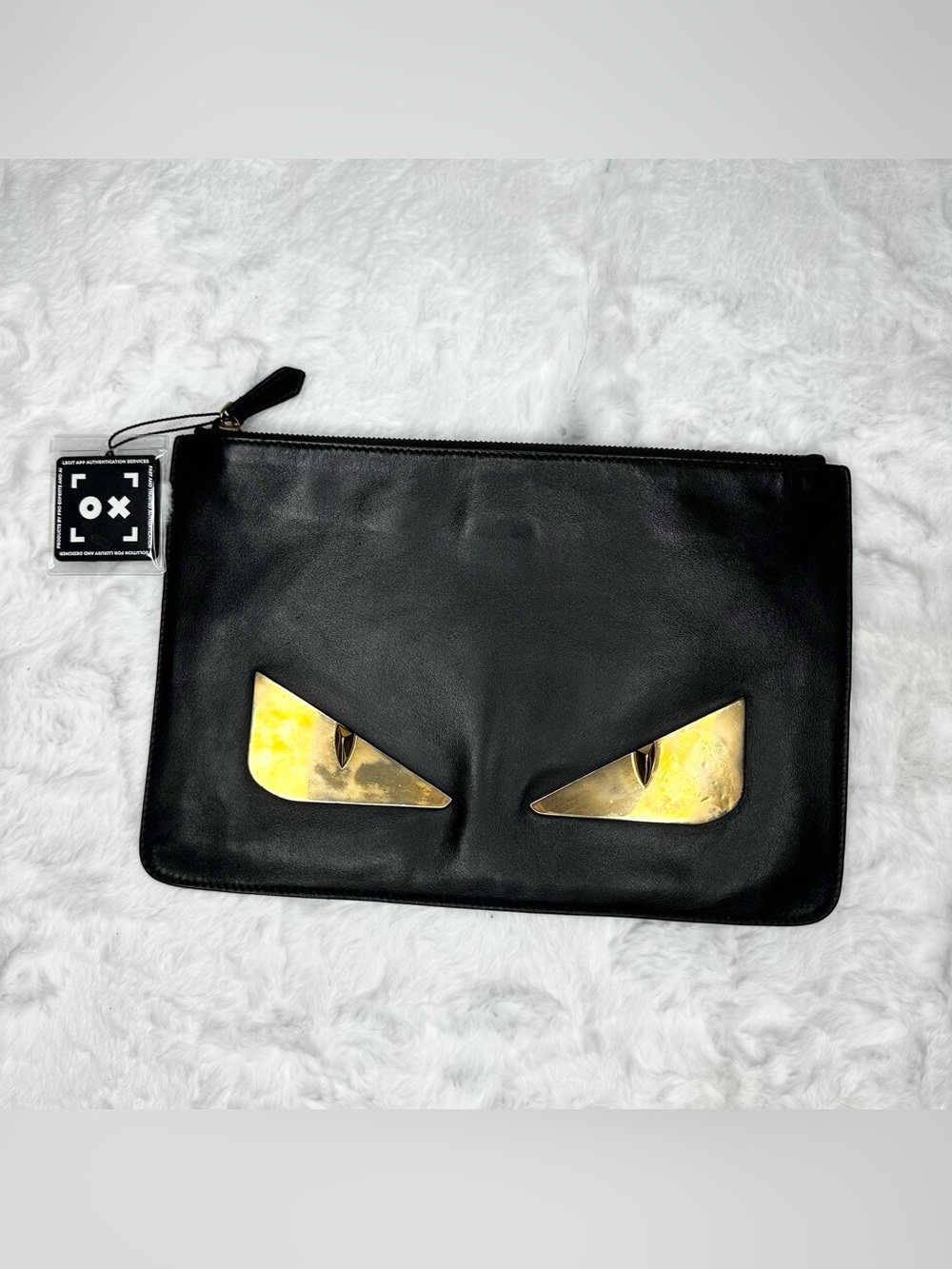 *FENDI* Limited Edition Black/Gold Monster Clutch COA